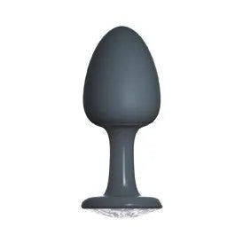 Plug Anal Bijou Geisha Diamond Silicone Noir Blanc Cristal Taille M