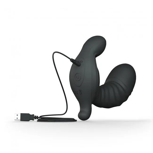 Vibromasseur gonflable télécommandé silicone double moteur clitoridien anal noir
