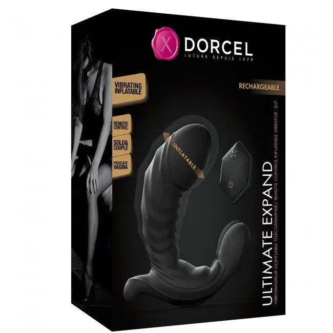 Vibromasseur gonflable télécommandé silicone double moteur clitoridien anal noir