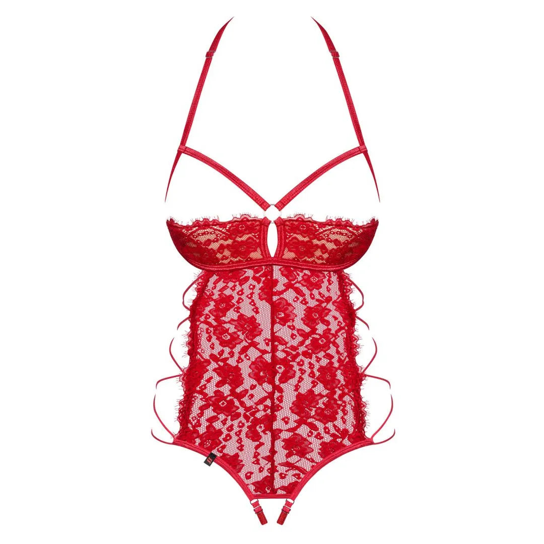 Rediosa Body dentelle ouvert rouge bretelles réglables élastique ajustement parfait