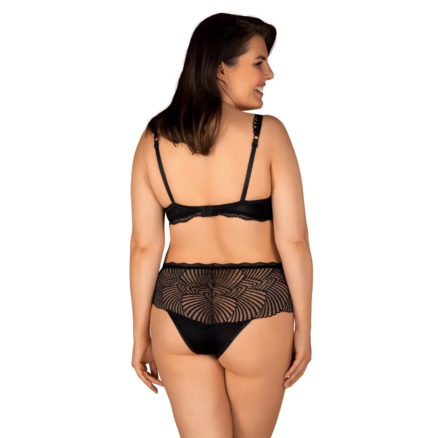 Klarita Ensemble lingerie dentelle opaque noir soutien-gorge culotte taille haute