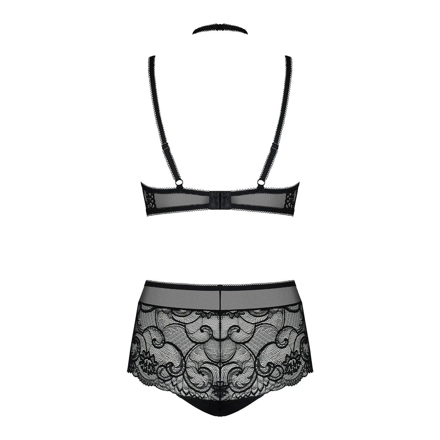 Elizenes ensemble lingerie dentelle noire soutien-gorge shorty sexy ajustable chic