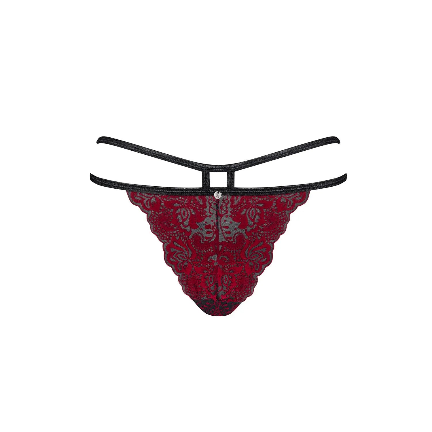 Sugestina culotte dentelle bordeaux lanières noires coupe fantaisie élégante