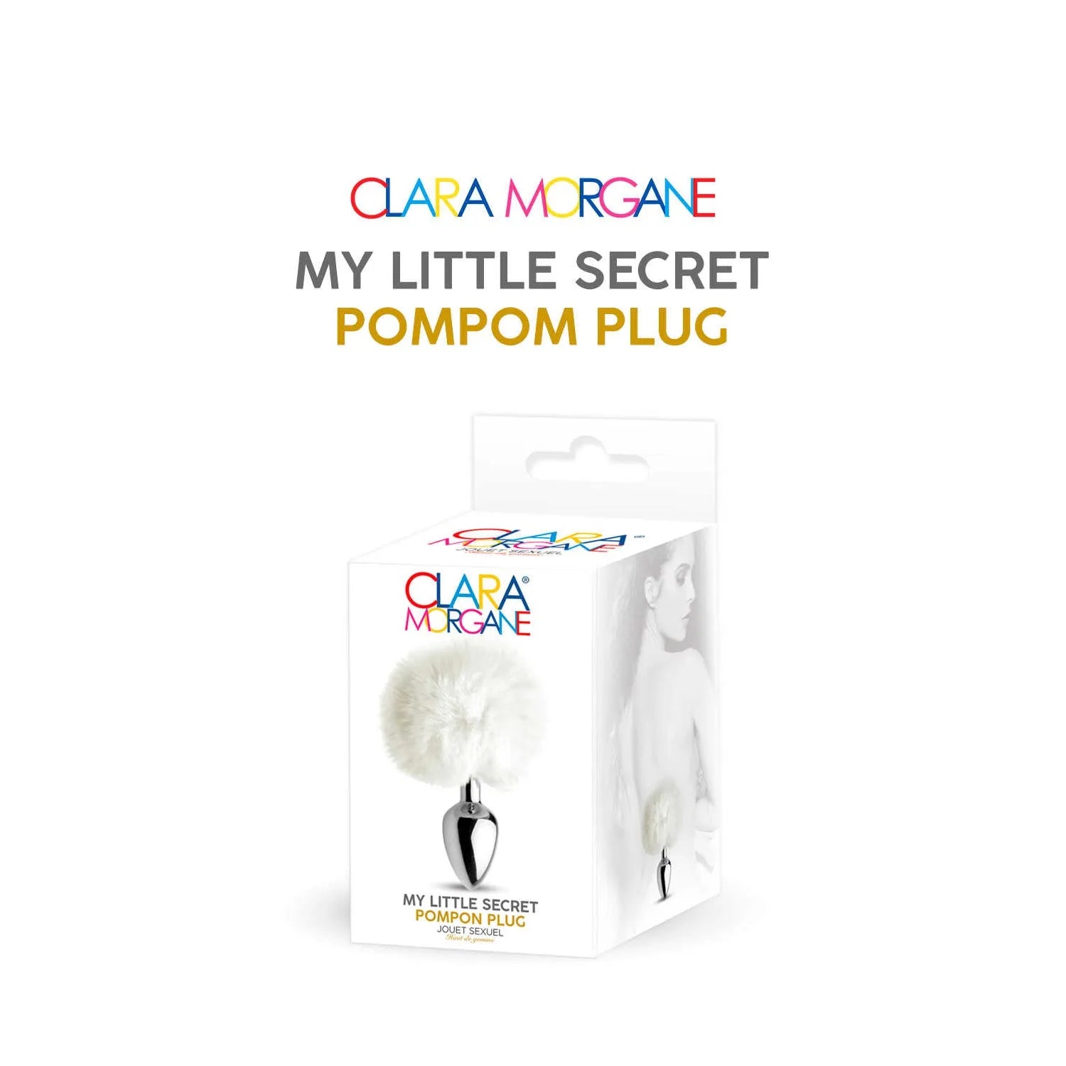 Pompom plug anal acier fourrure synthétique blanc femme homme couple