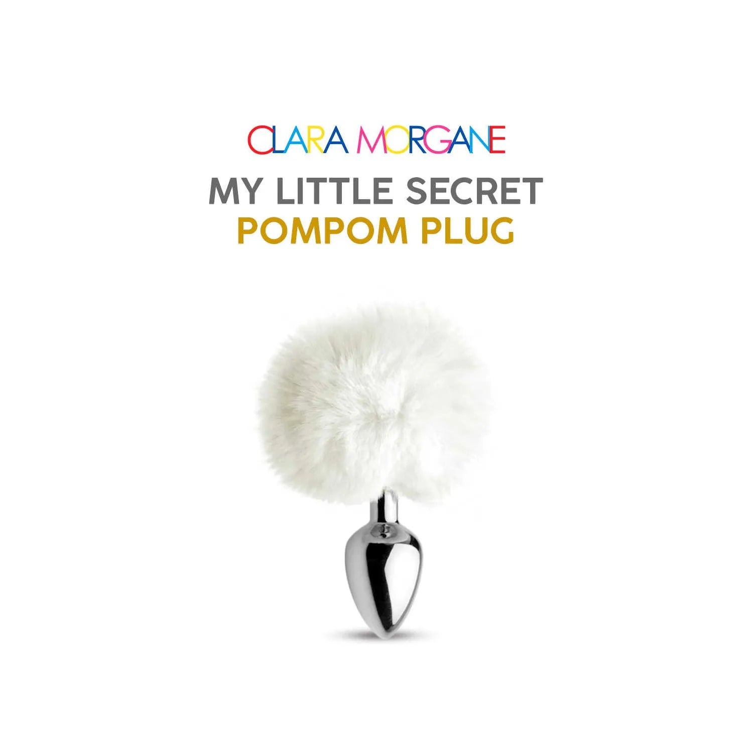 Pompom plug anal acier fourrure synthétique blanc femme homme couple
