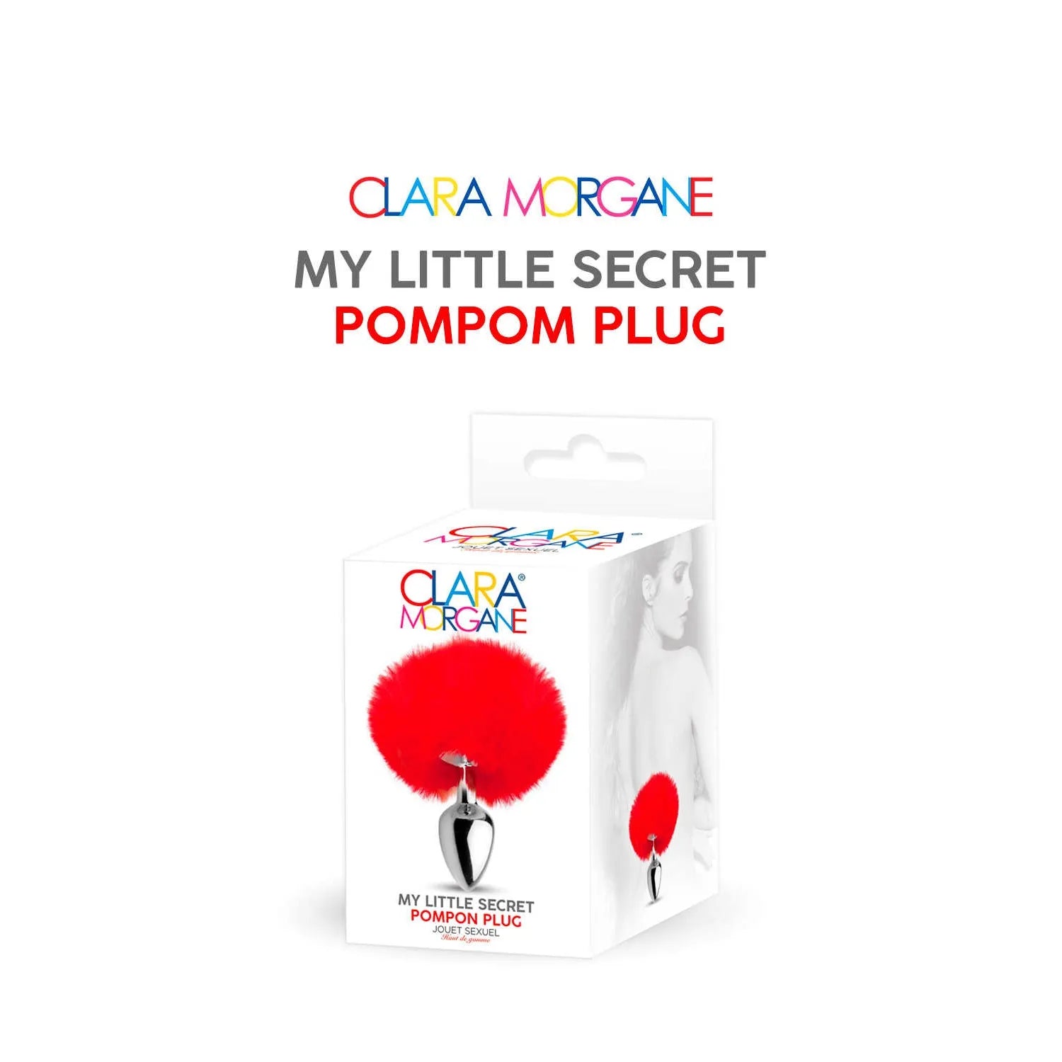 Plug anal acier pompom fourrure synthétique rouge femme homme couple
