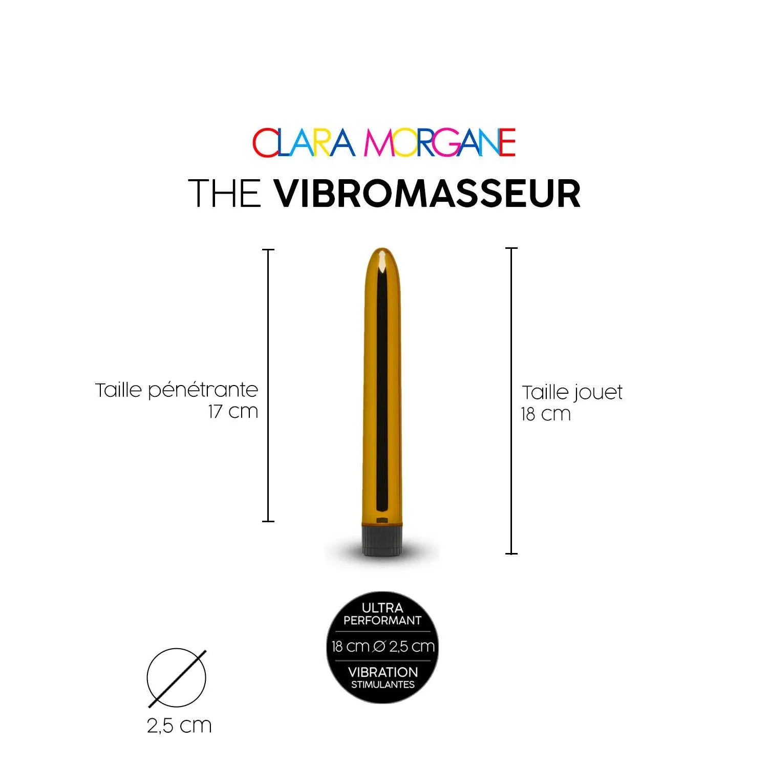 Vibromasseur ABSPhtalates Sans Vibrant Femme Clitoris Vaginal 18cm Gold