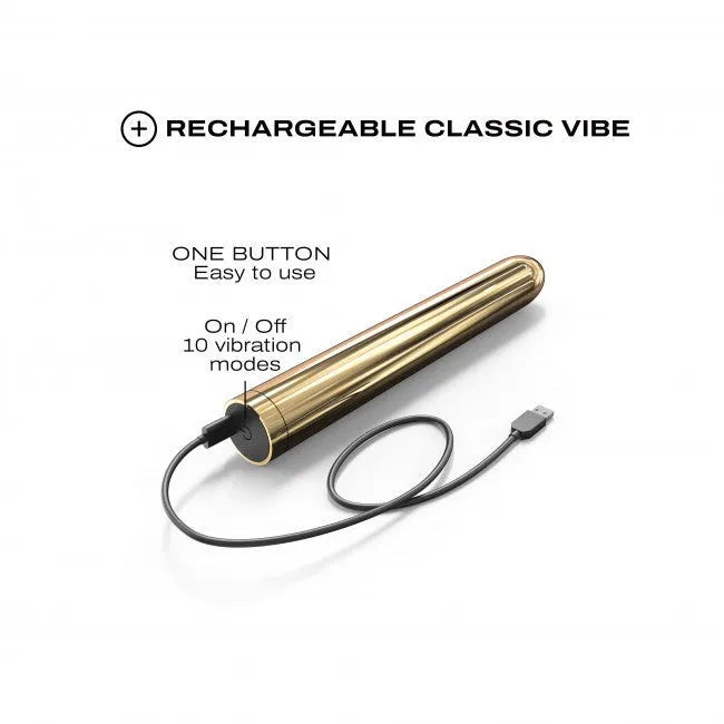 Vibromasseur rechargeable puissant 10 modes stimulation clitoris et vagin Or