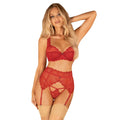 Porte-jarretelles rouge Lonesia broderie séduisante ajustable élégant féminine