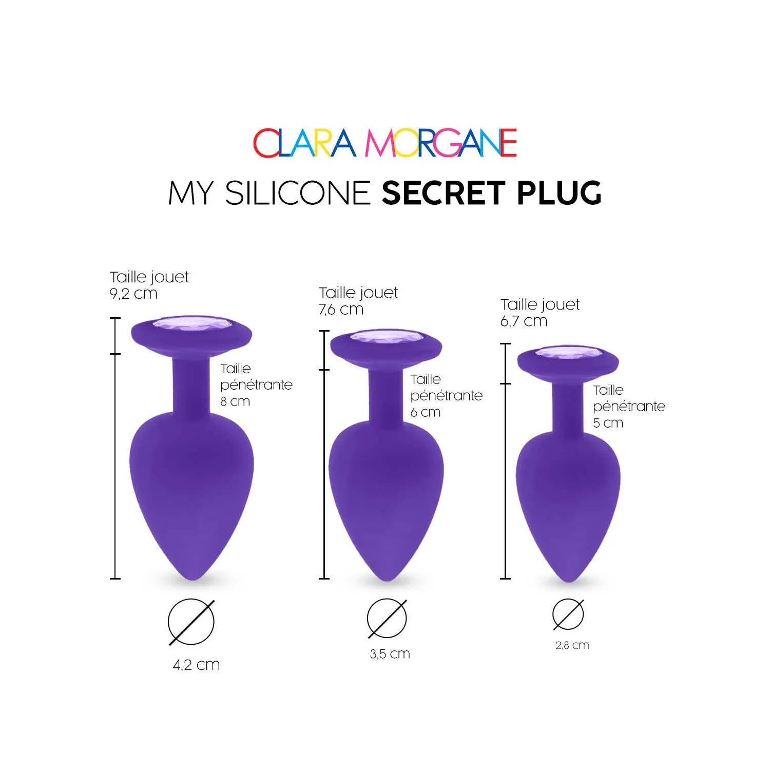 Plug Anal Silicone Purple Discret Taille Small Medium Large