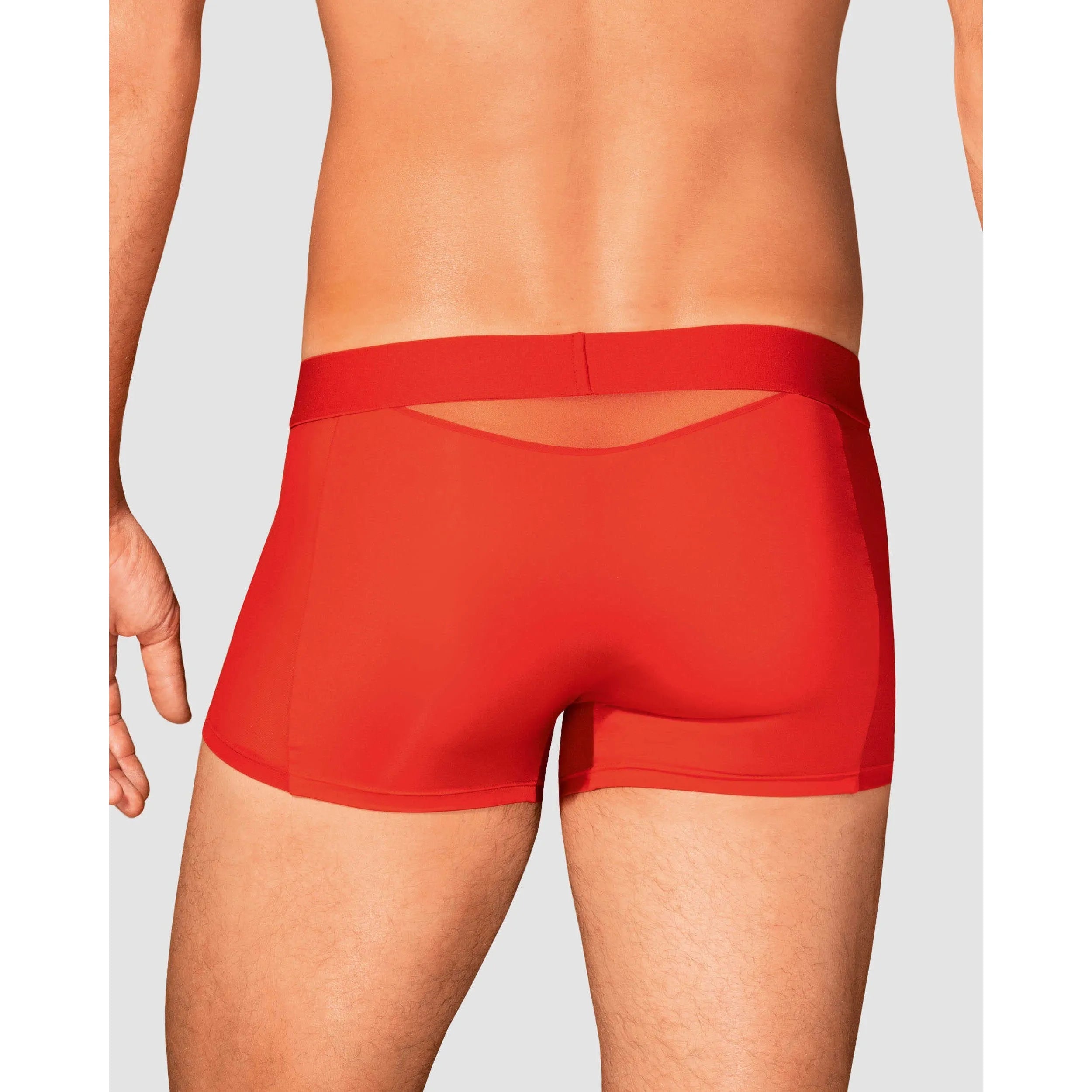 Boxer rouge Boldero avec maille translucide, coupe masculine et confortable, idéal pour usage quotidien.