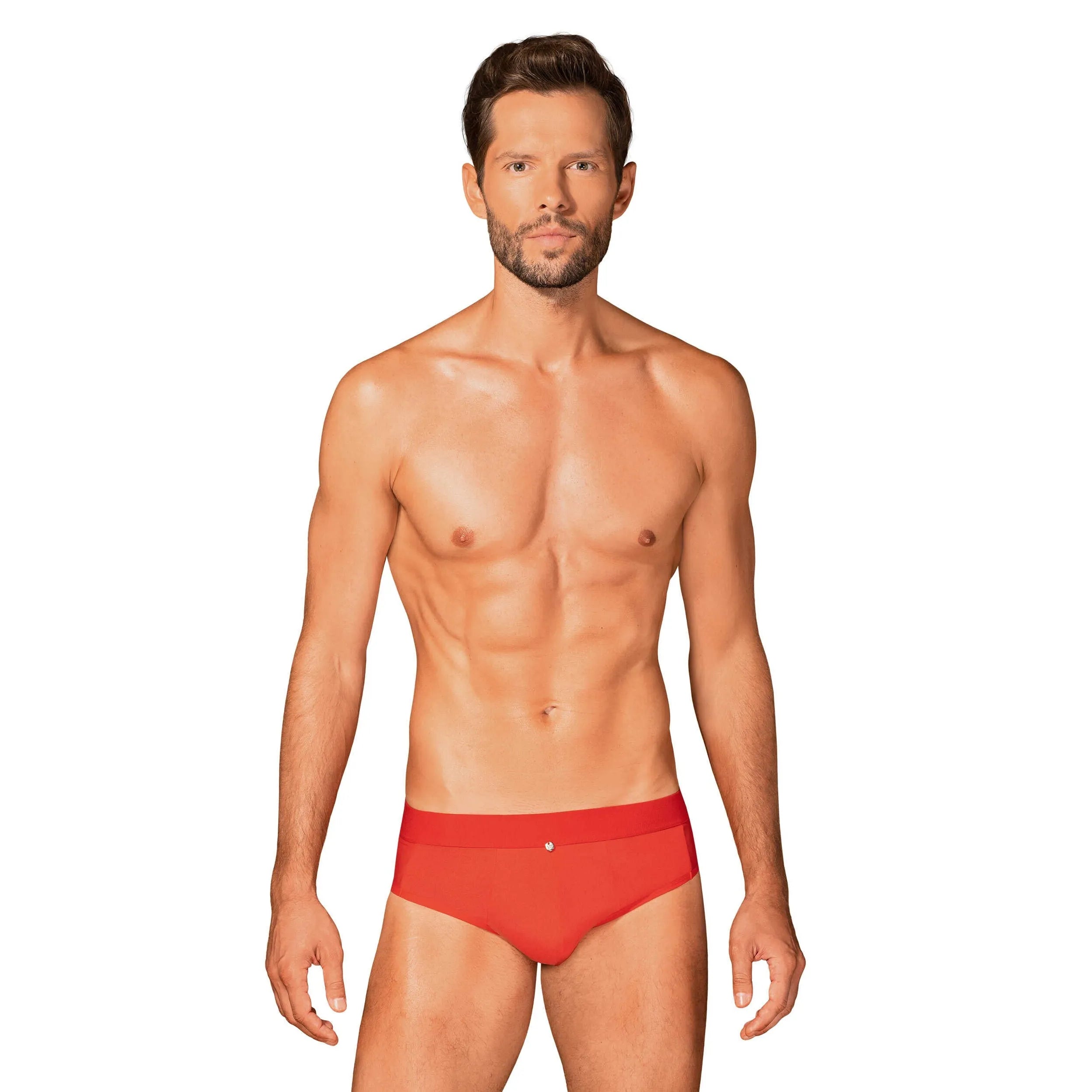 Slip homme rouge Boldero, maille translucide, coupe classique, look sexy et confortable.
