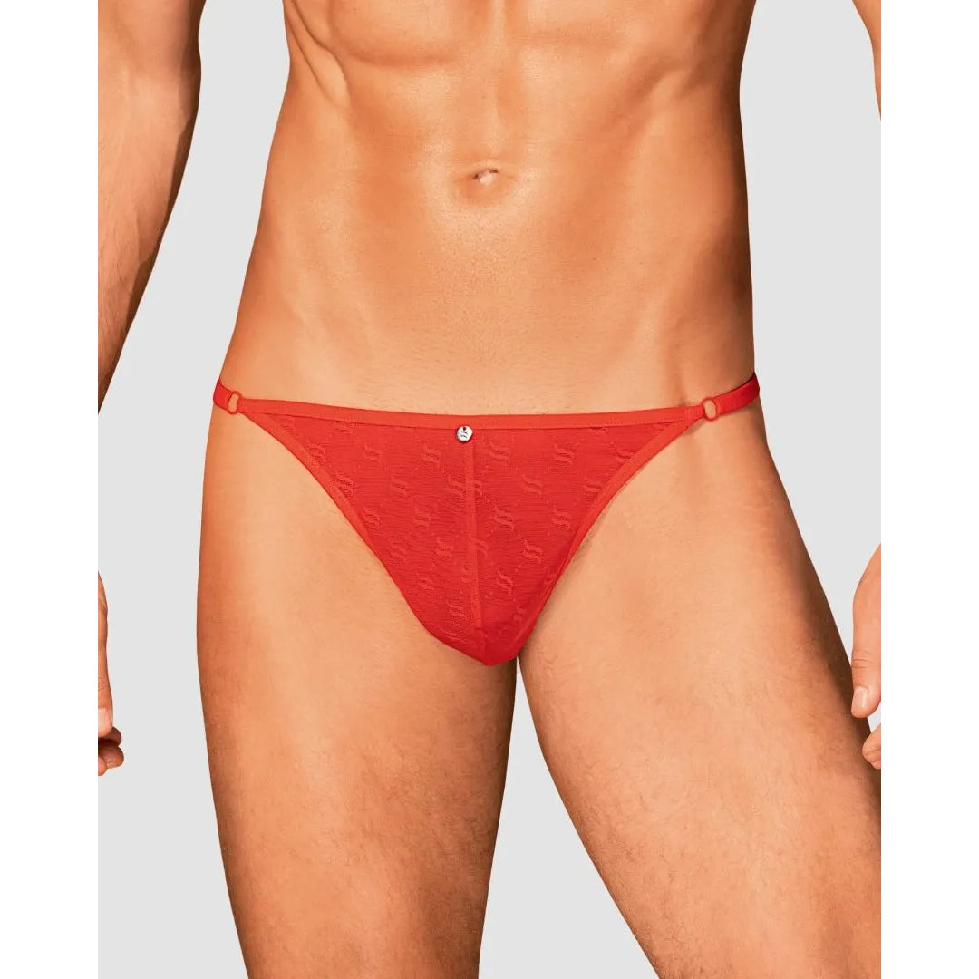 String homme sexy rouge Obsessiver réglable confort monogramme élégant