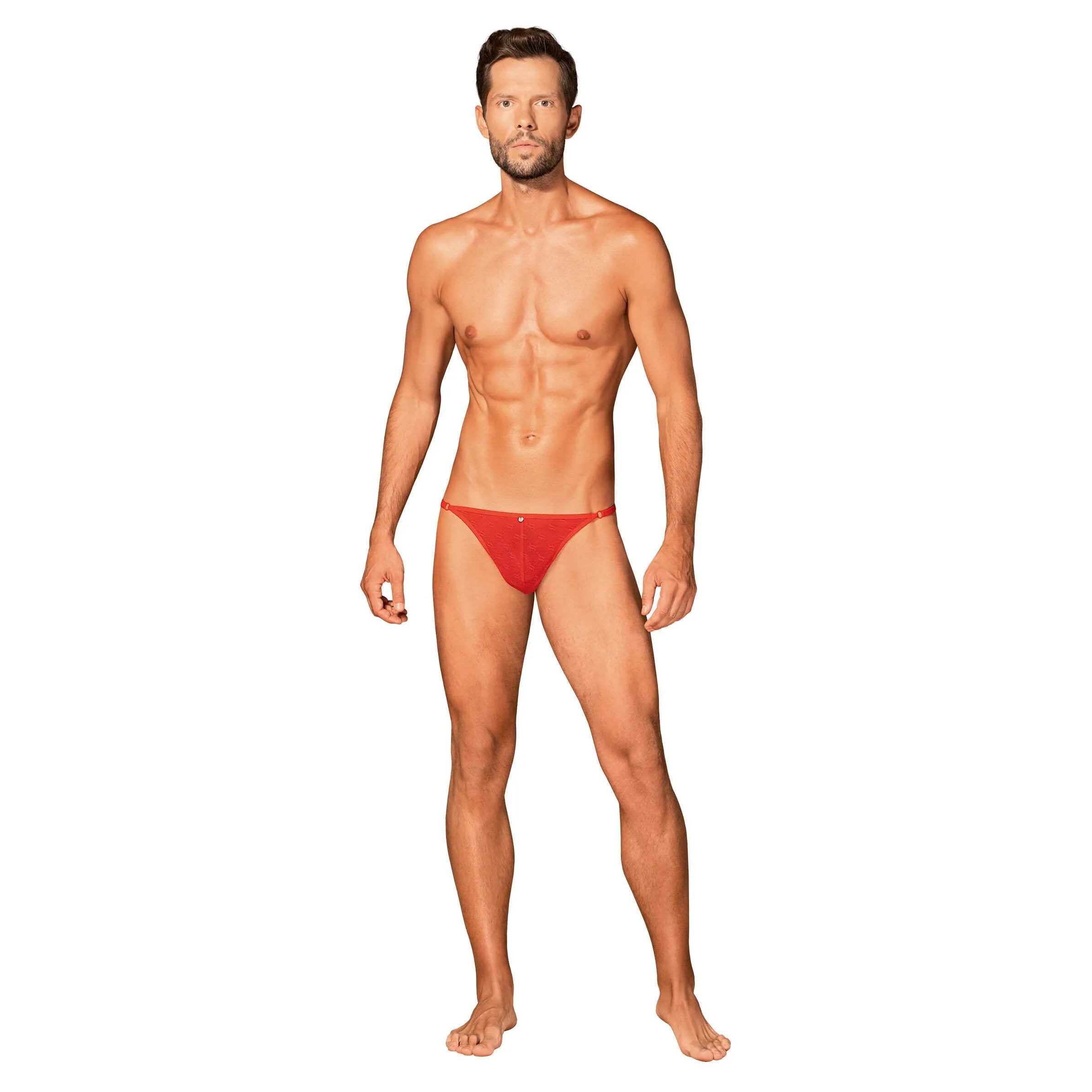 String homme sexy rouge Obsessiver réglable confort monogramme élégant