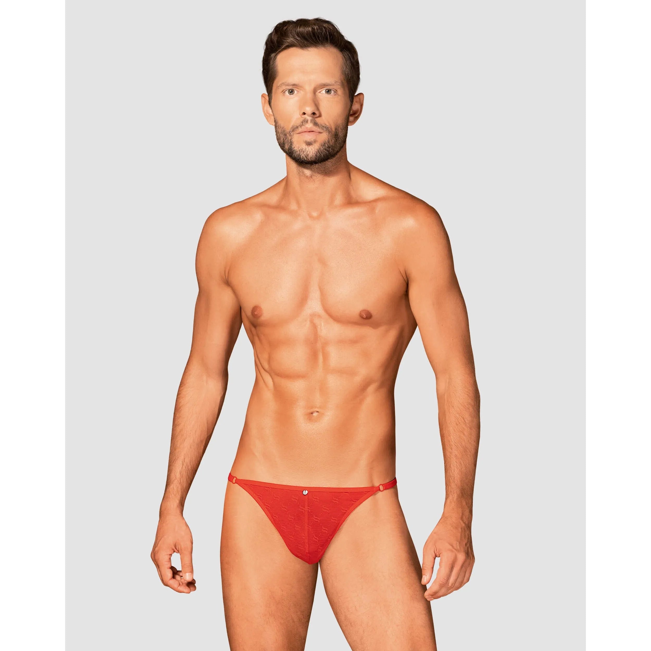 String homme sexy rouge Obsessiver réglable confort monogramme élégant