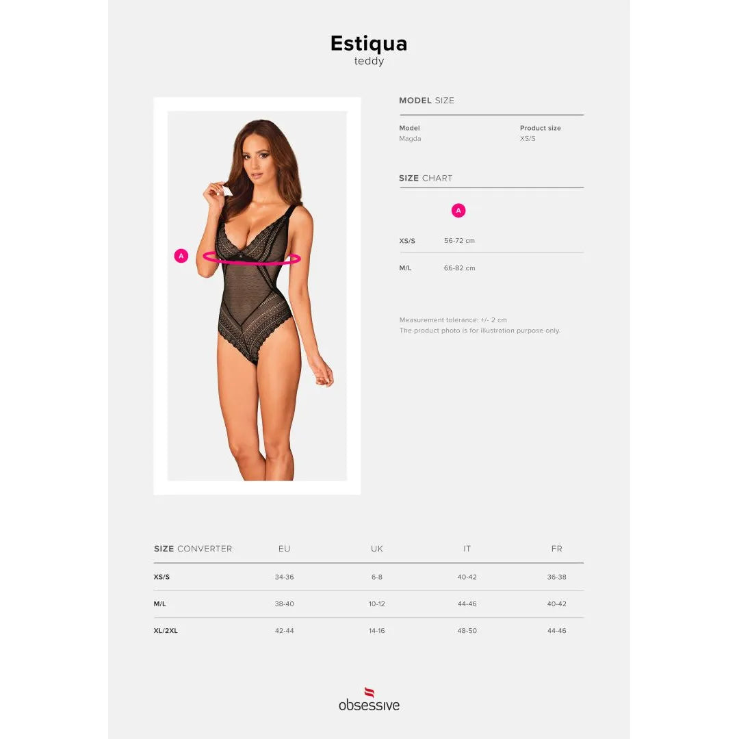 Body Estiqua noir délicat dentelle dos ouvert bretelles réglables sexy