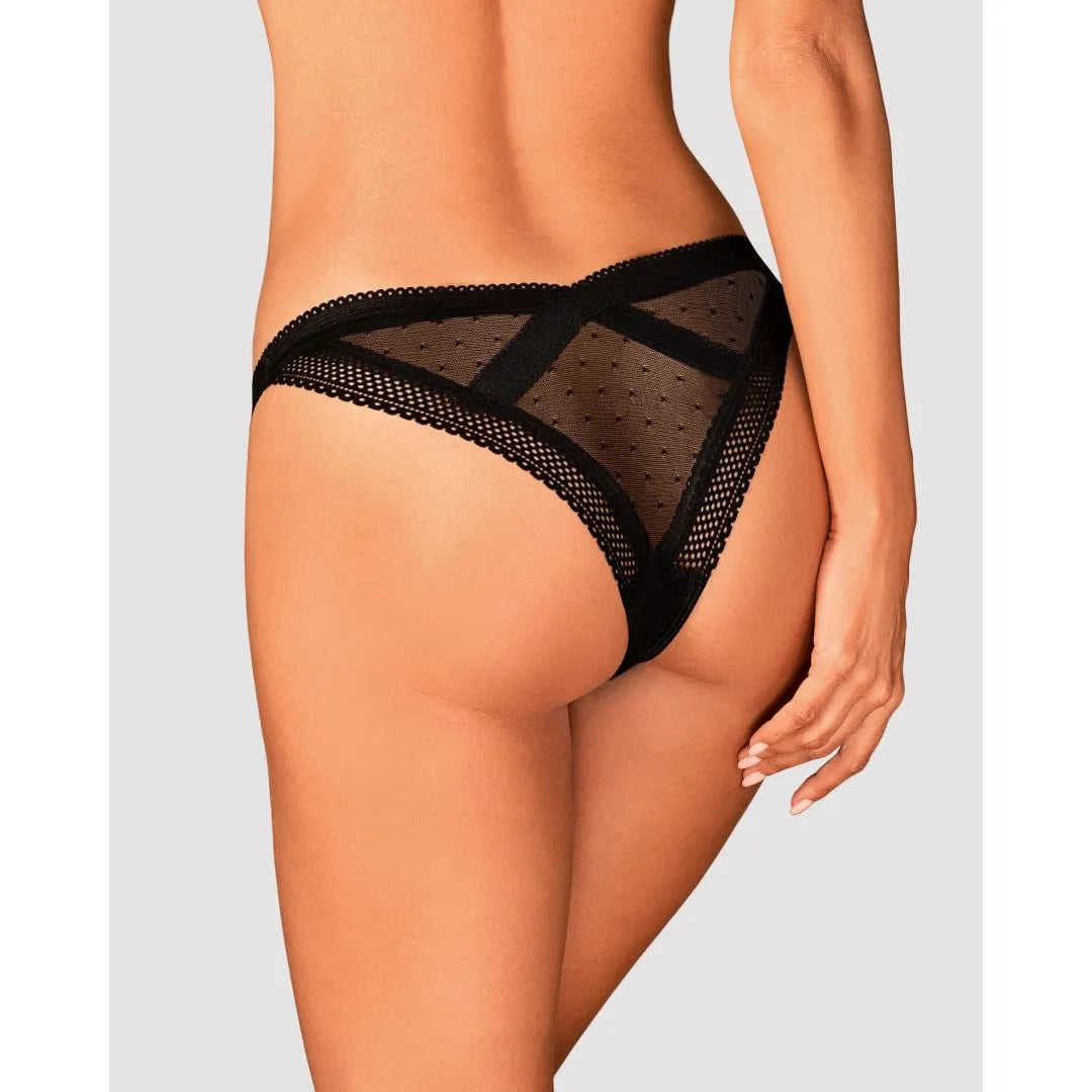 Culotte noire dentelle sexy Estiqua pendentif argent soirée coquine