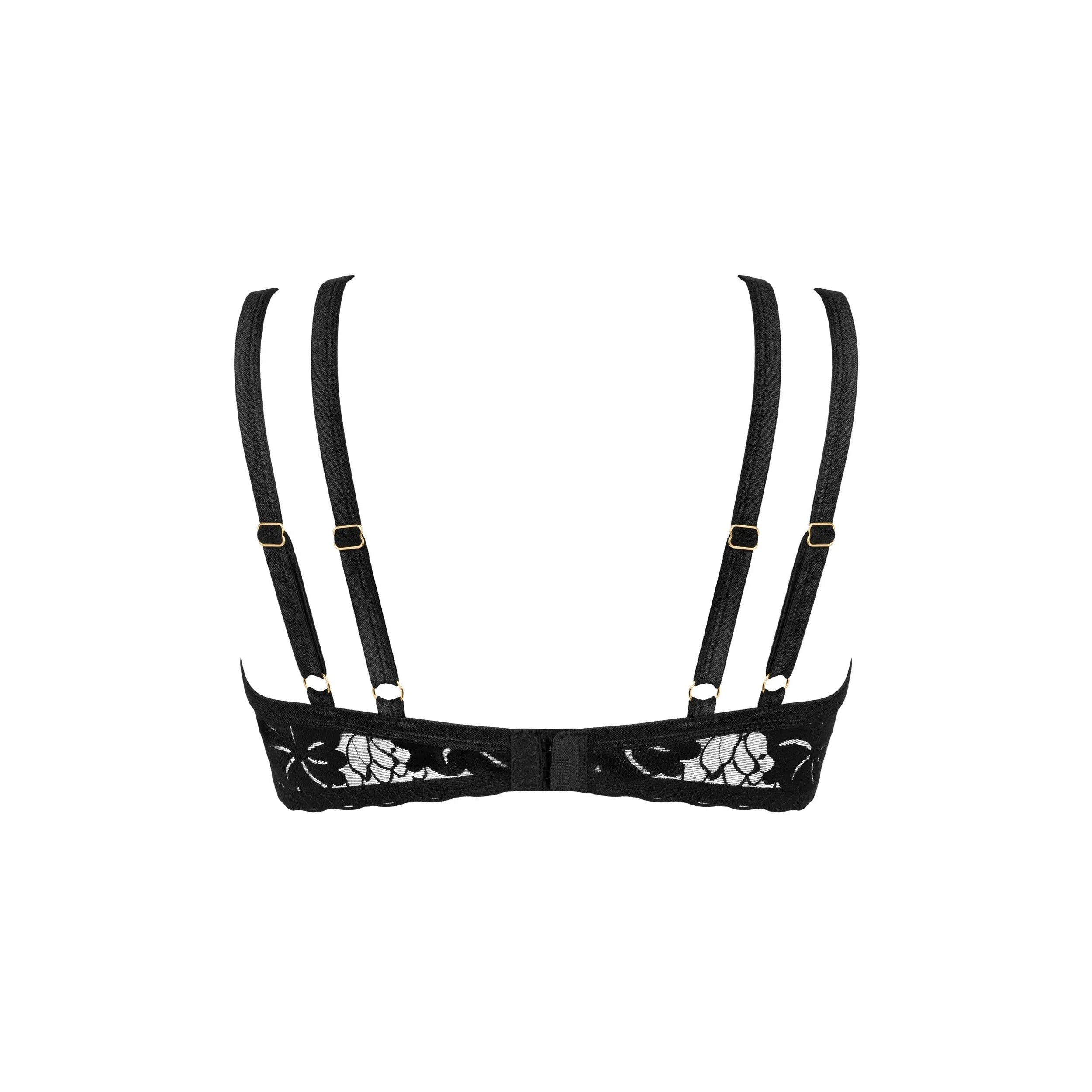 Soutien-gorge noir Arienna, dentelle translucide, armatures, design élégant, idéal pour une soirée romantique.