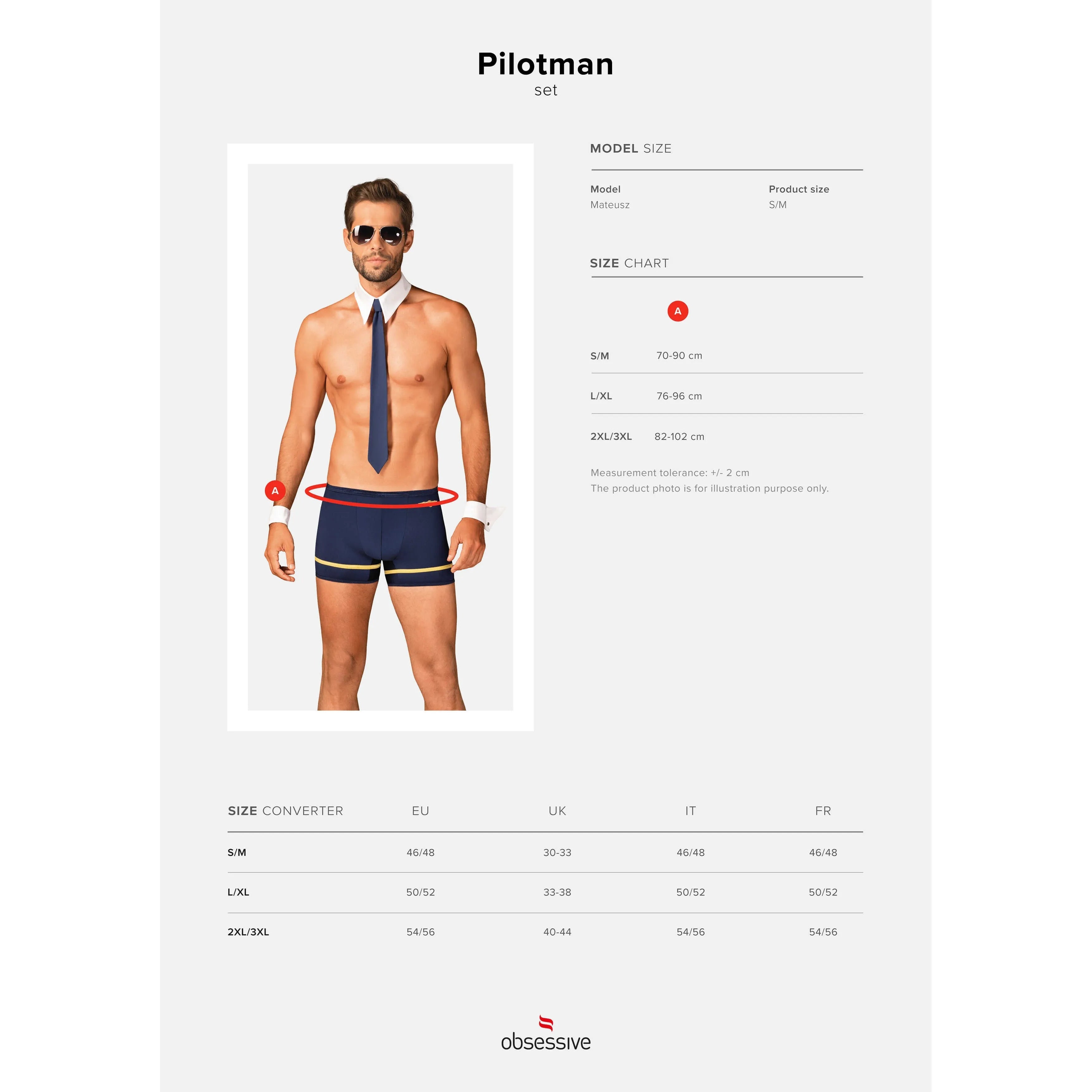Costume sexy pilote homme caleçon cravate lunettes jeu chambre adultes