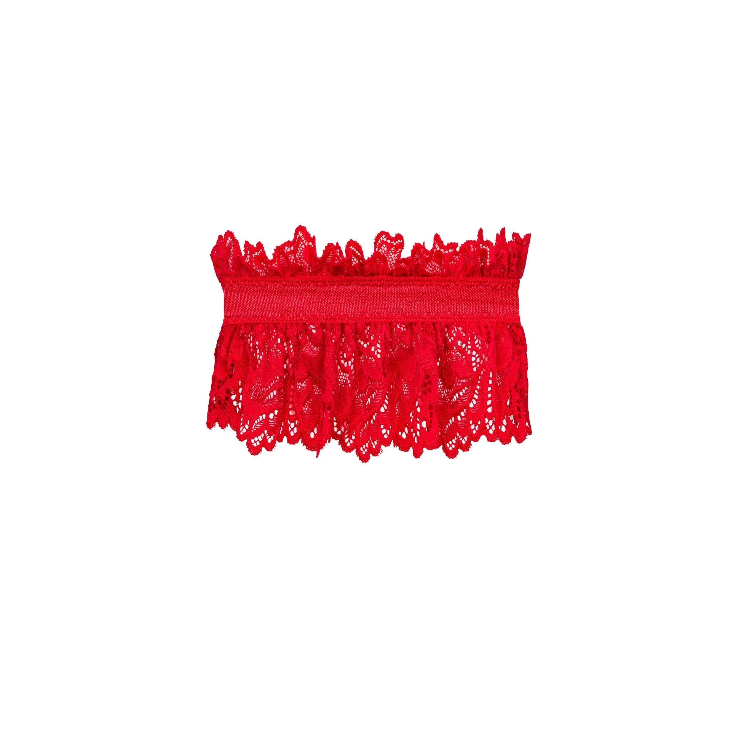 Jarretière rouge dentelle satin élastique ajustement parfait Amor Cherris
