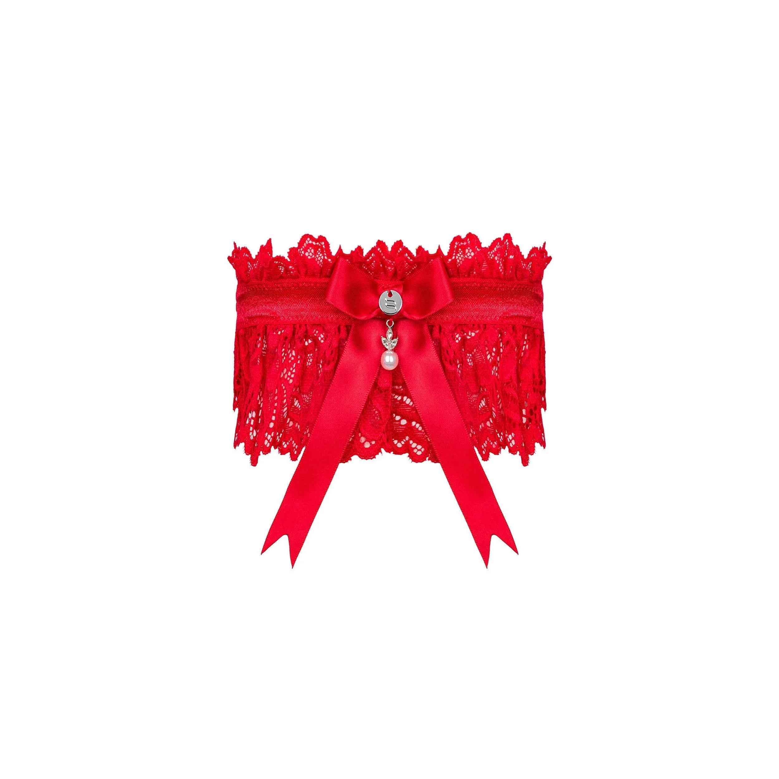 Jarretière rouge dentelle satin élastique ajustement parfait Amor Cherris
