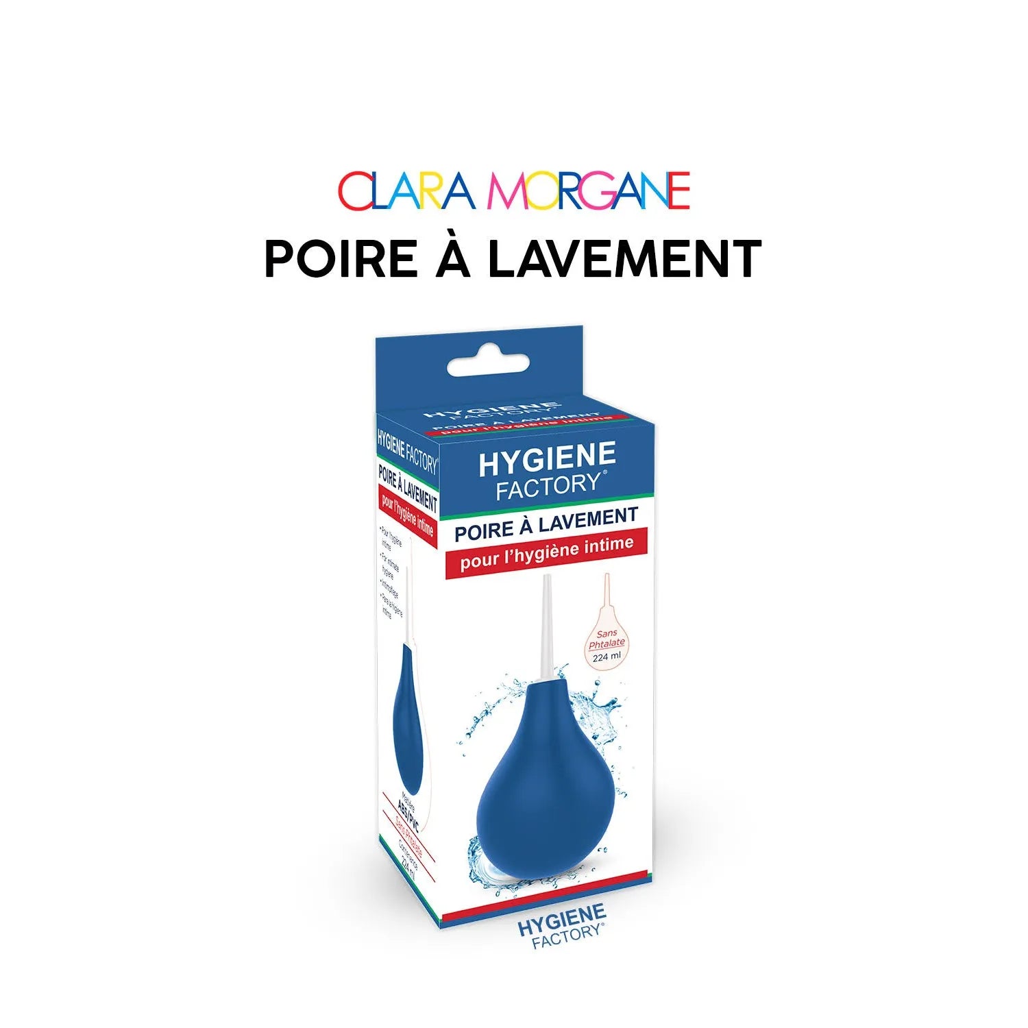 Poire lavement Clara Morgane bleue 250ml ABS PVC sans phtalates