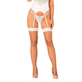 bas sexy femme résille beige blanc porte-jarretelles élégant S814