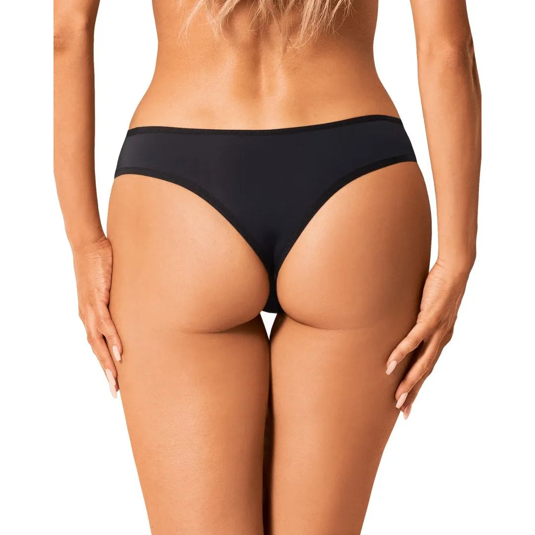 Culotte noire Bella Rou avec tulle brodé, bijou décoratif, coupe élégante et tissu doux, vue arrière.