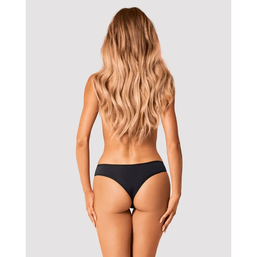 Culotte noire Bella Rou avec tulle brodé et bijou, élégante et féminine, vue de dos, coupe confortable.