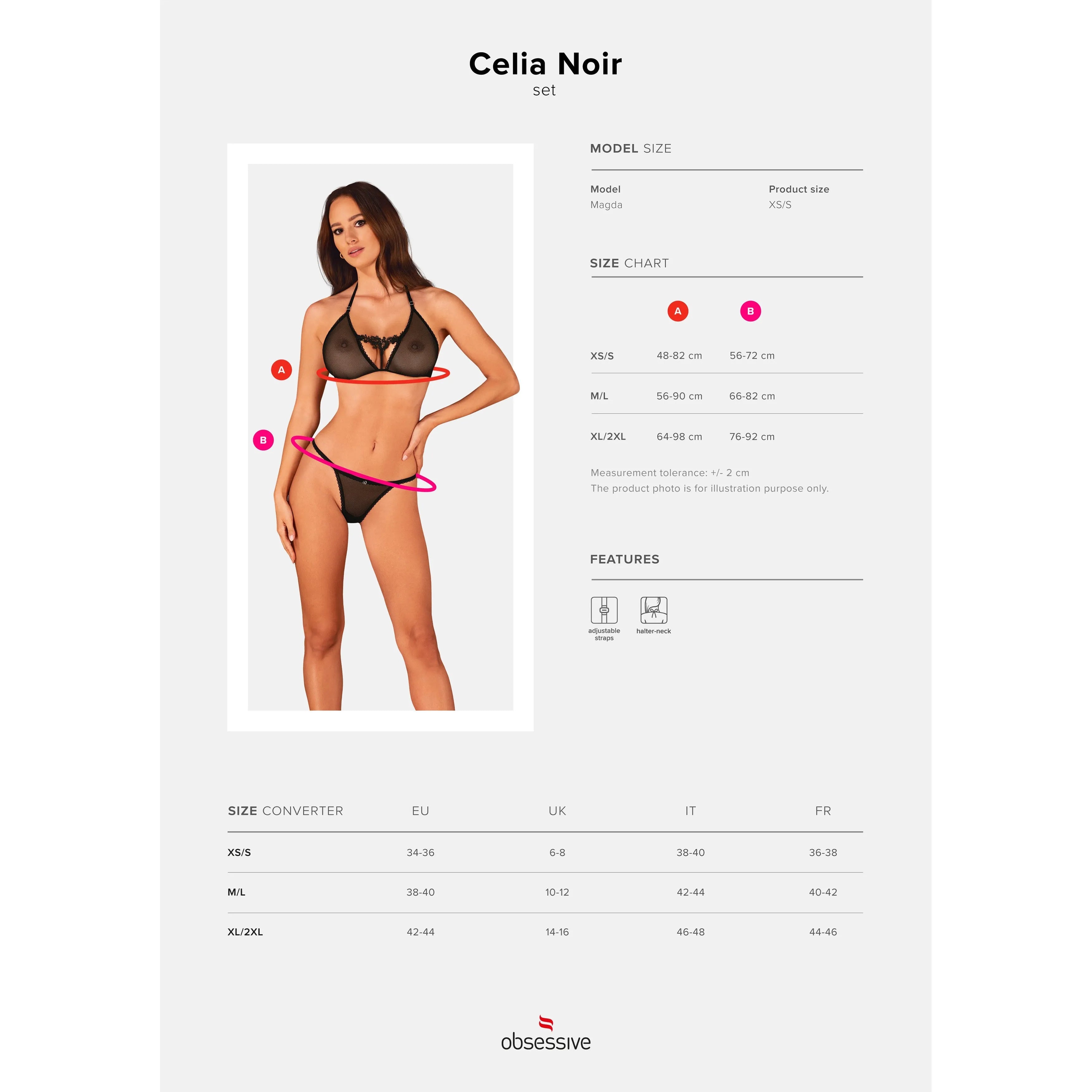 Ensemble lingerie noir dentelle guipure florale résille transparente, élégance et séduction féminine.