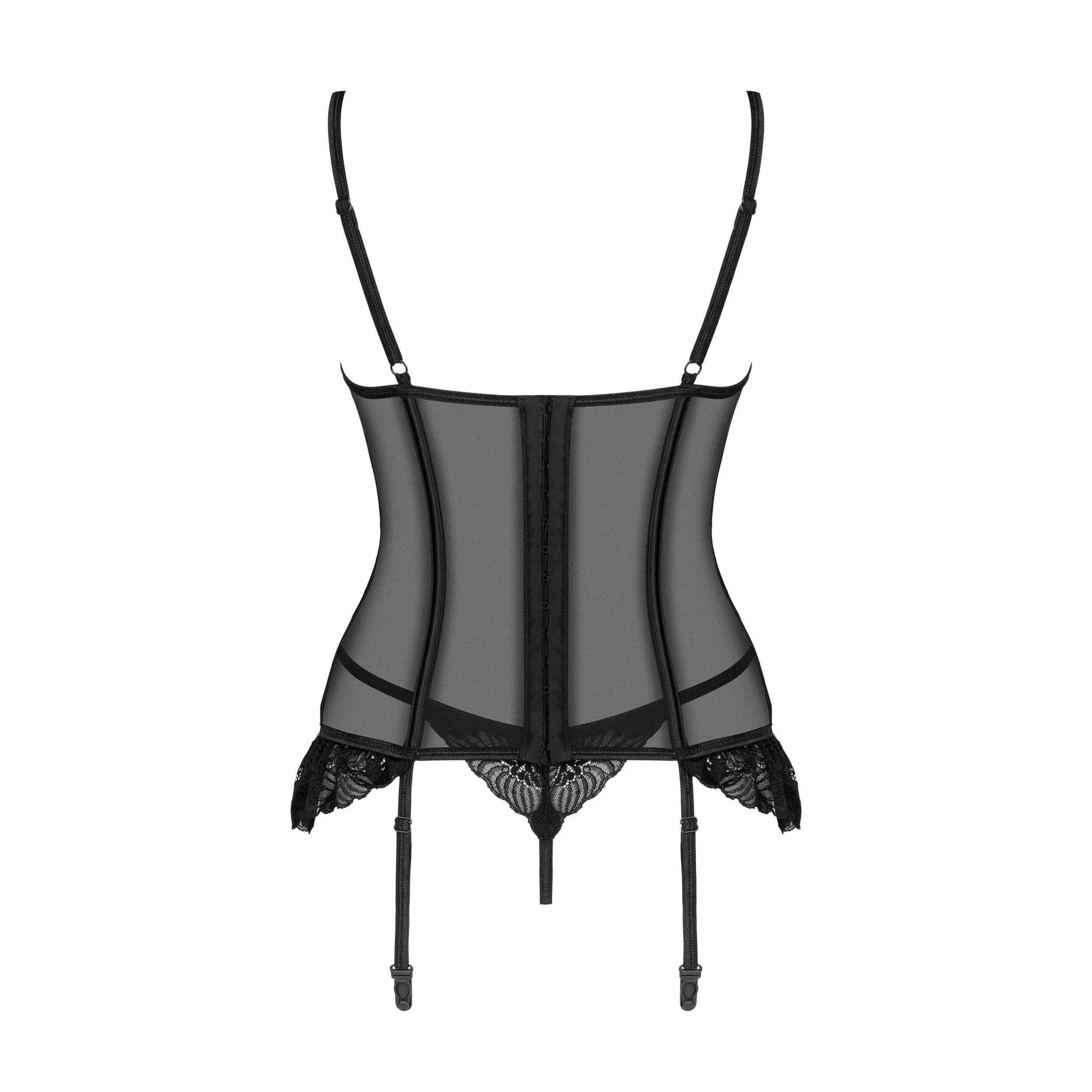 Corset dentelle noire avec armatures ajustables pour silhouette élégante