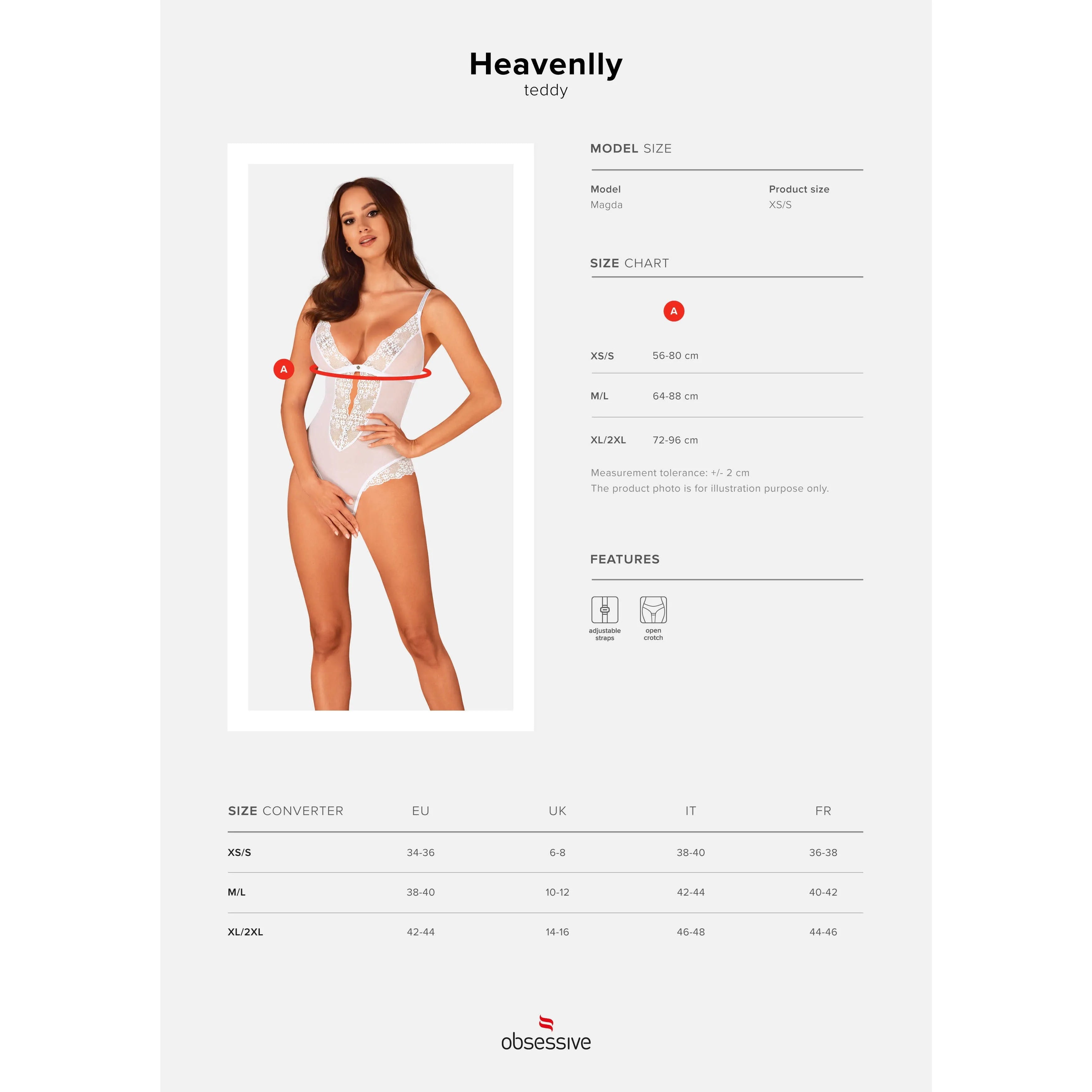 Heavenlly Body ouvert blanc teddy entrejambe ouvert bretelles réglables luxe