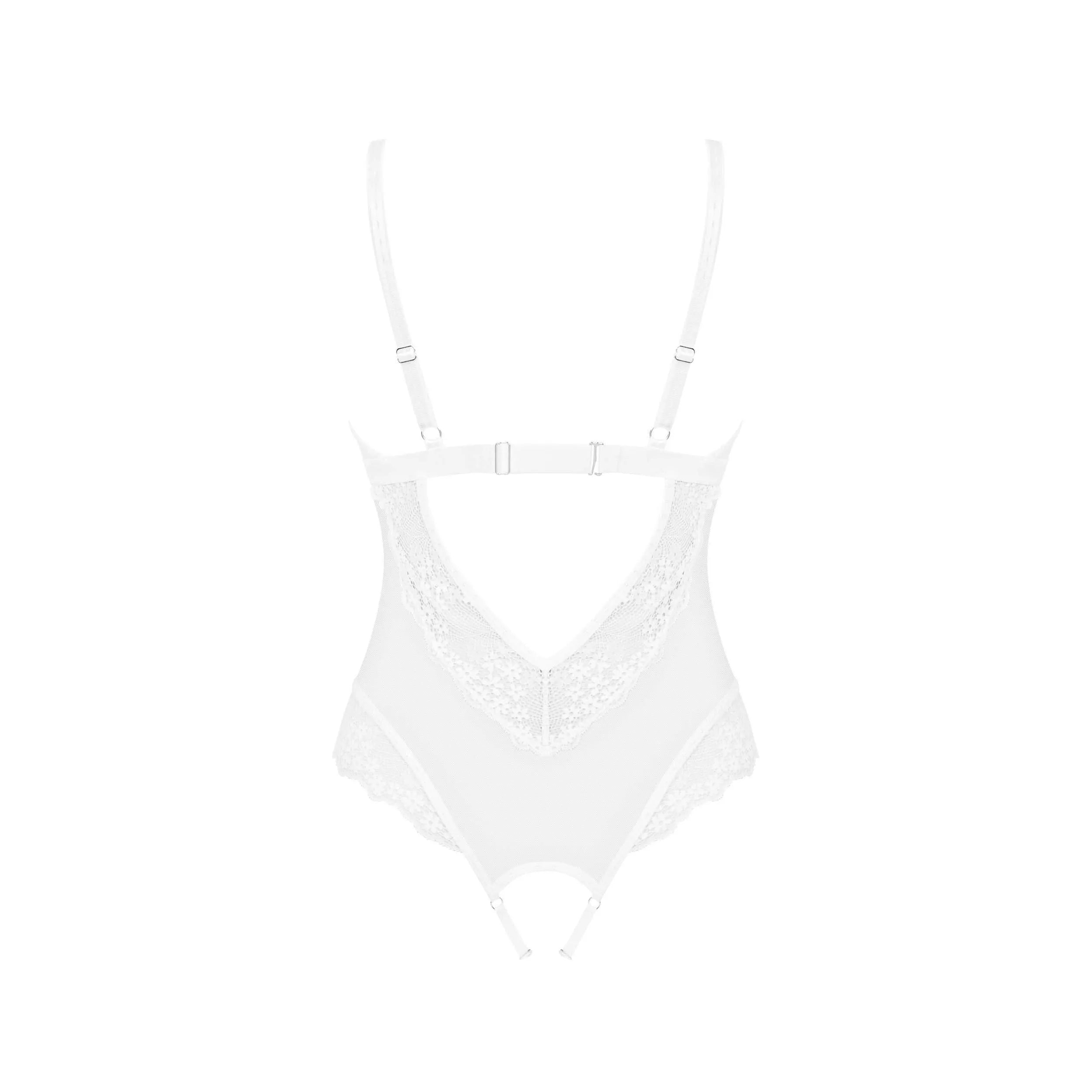 Heavenlly Body ouvert blanc teddy entrejambe ouvert bretelles réglables luxe