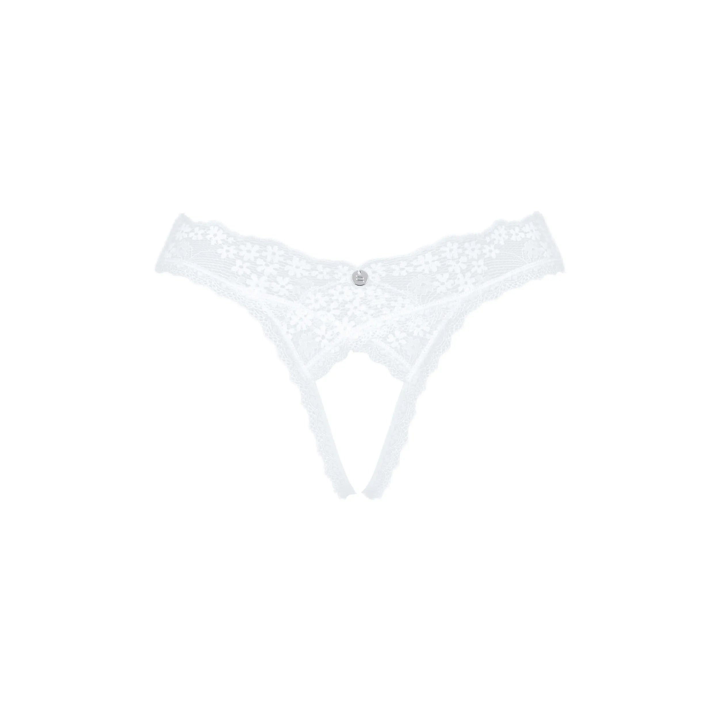 String dentelle blanche ouvert entrejambe fleurs bijoux sensuel femmes