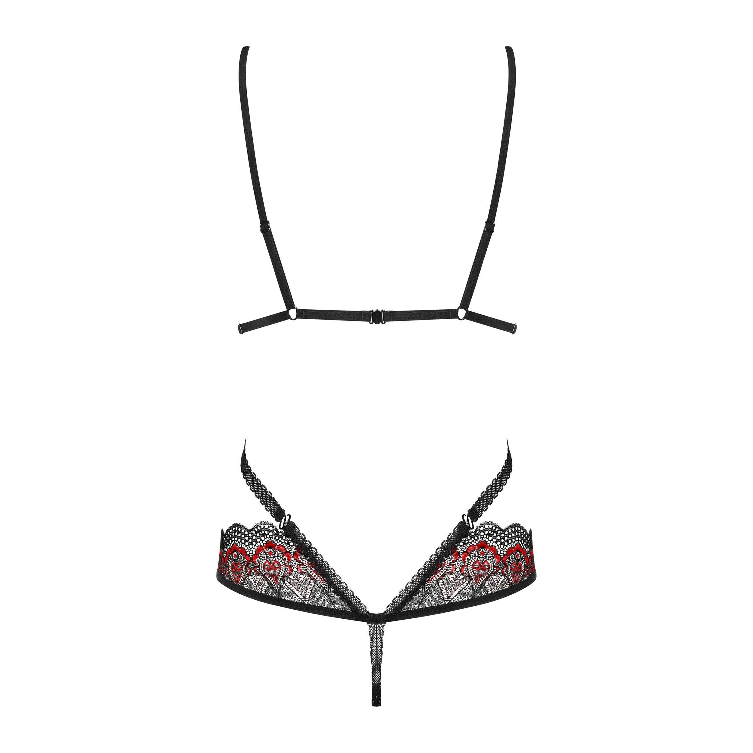 Body dentelle noir et rouge, sangles ajustables décoratives, design élégant et sensuel pour femmes.