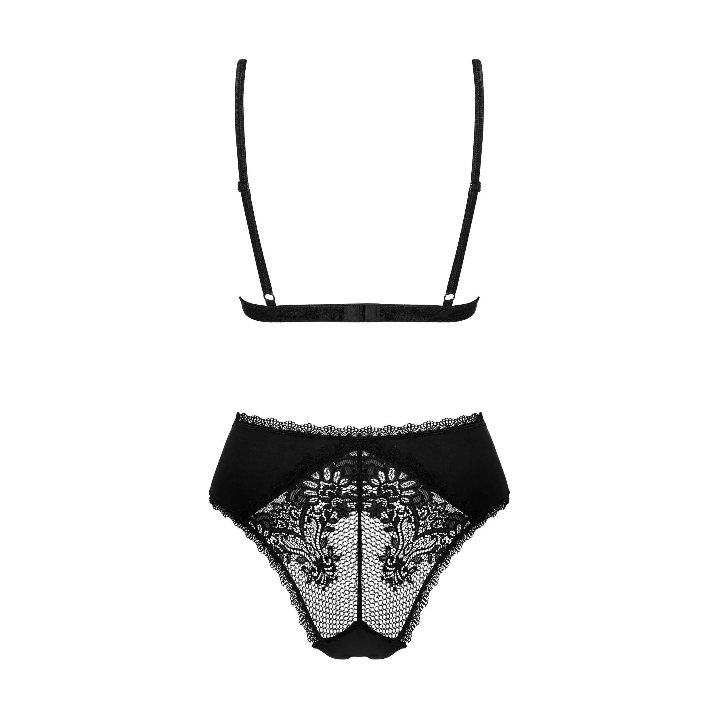Maderris teddy noir sexy ajustable dentelle mesh pendants brillants