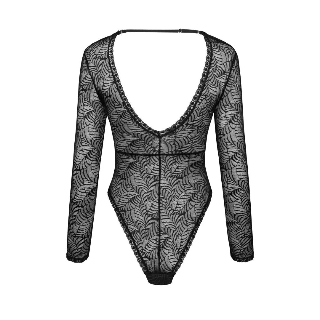 Merlys body noir dentelle sexy laçage hanches pendentif élégant