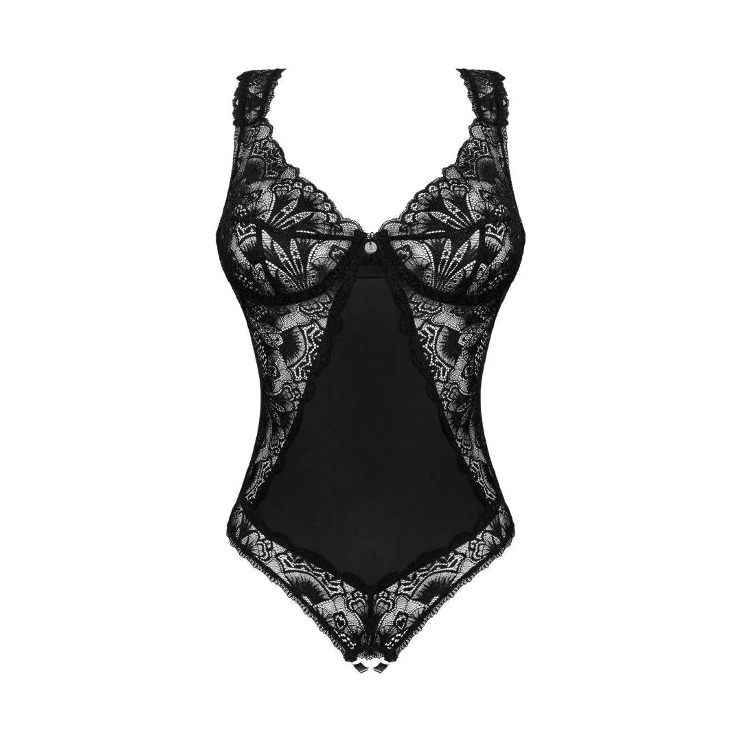 Donna Dream body ouvert noir dentelle sexy ajouré entrejambe réglable élégant