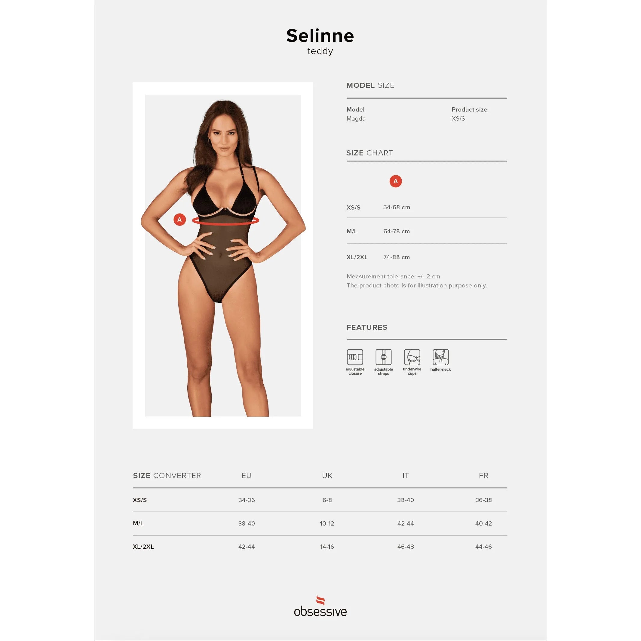 Selinne Teddy noir minimaliste bretelles réglables détails or rose ajustement parfait