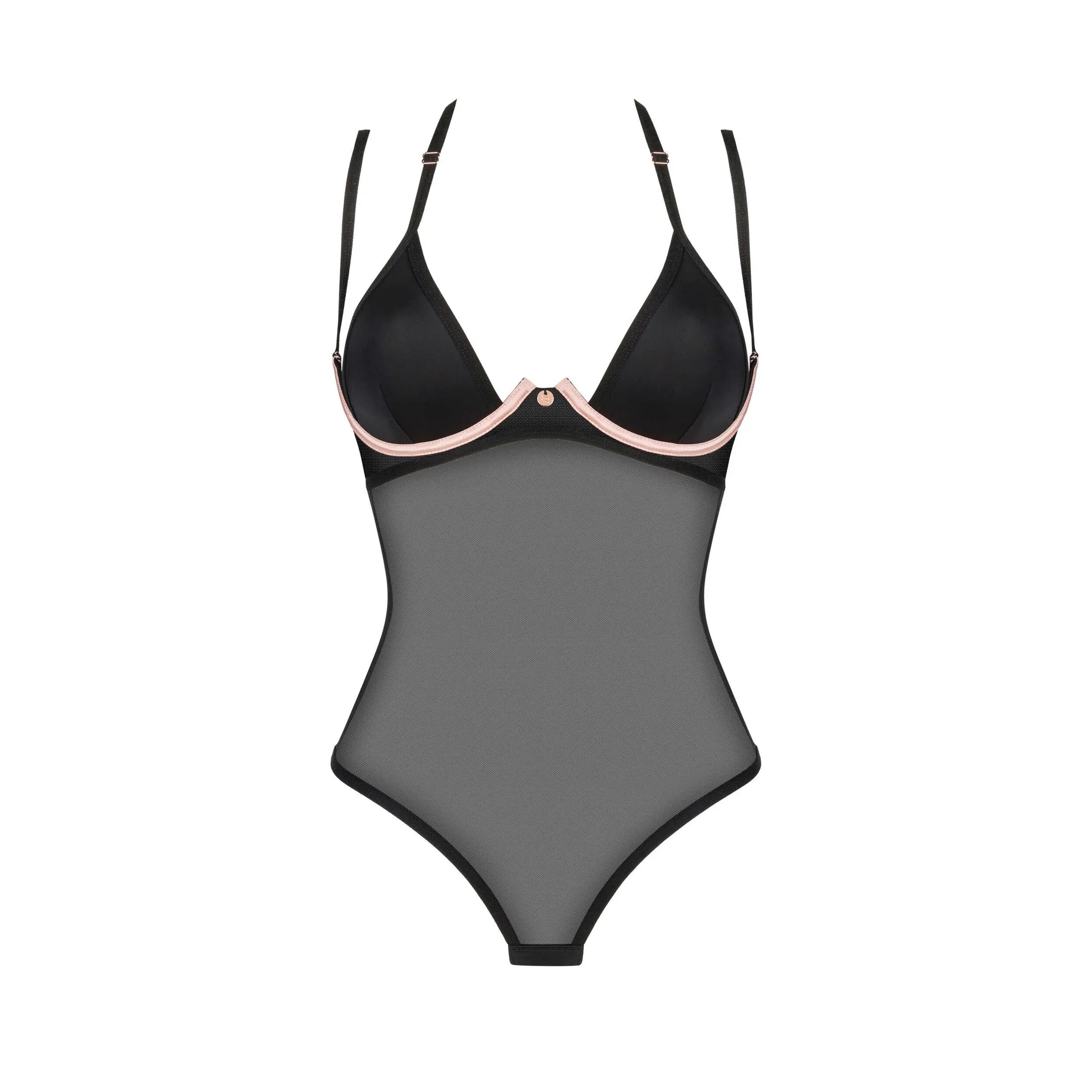 Selinne Teddy noir minimaliste bretelles réglables détails or rose ajustement parfait