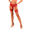 Bas jarretelles Lacelove dentelle rouge sensuelle féminine tissu agréable