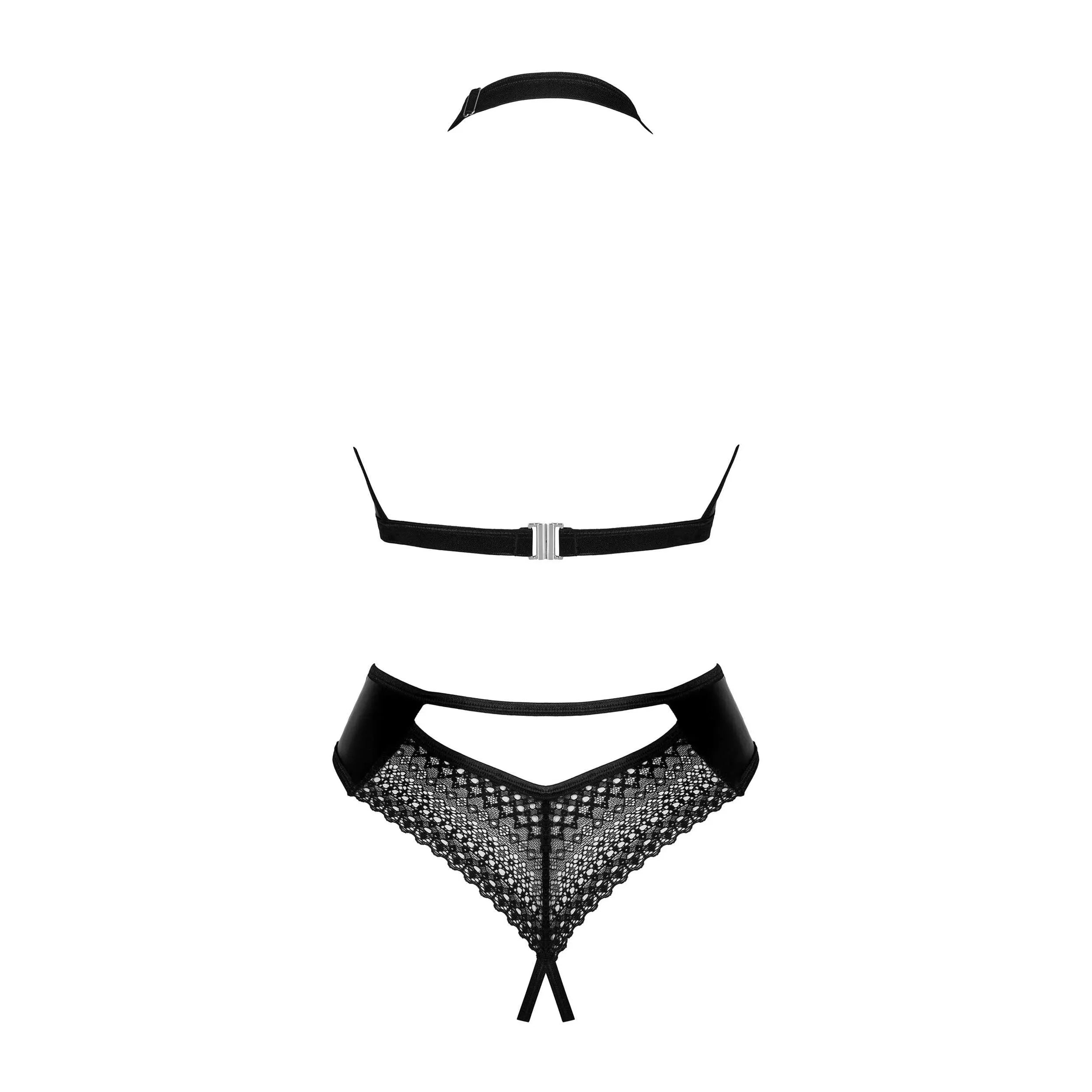 Teddy ouvert noir Norides bretelles réglables dentelle séduisante chambre