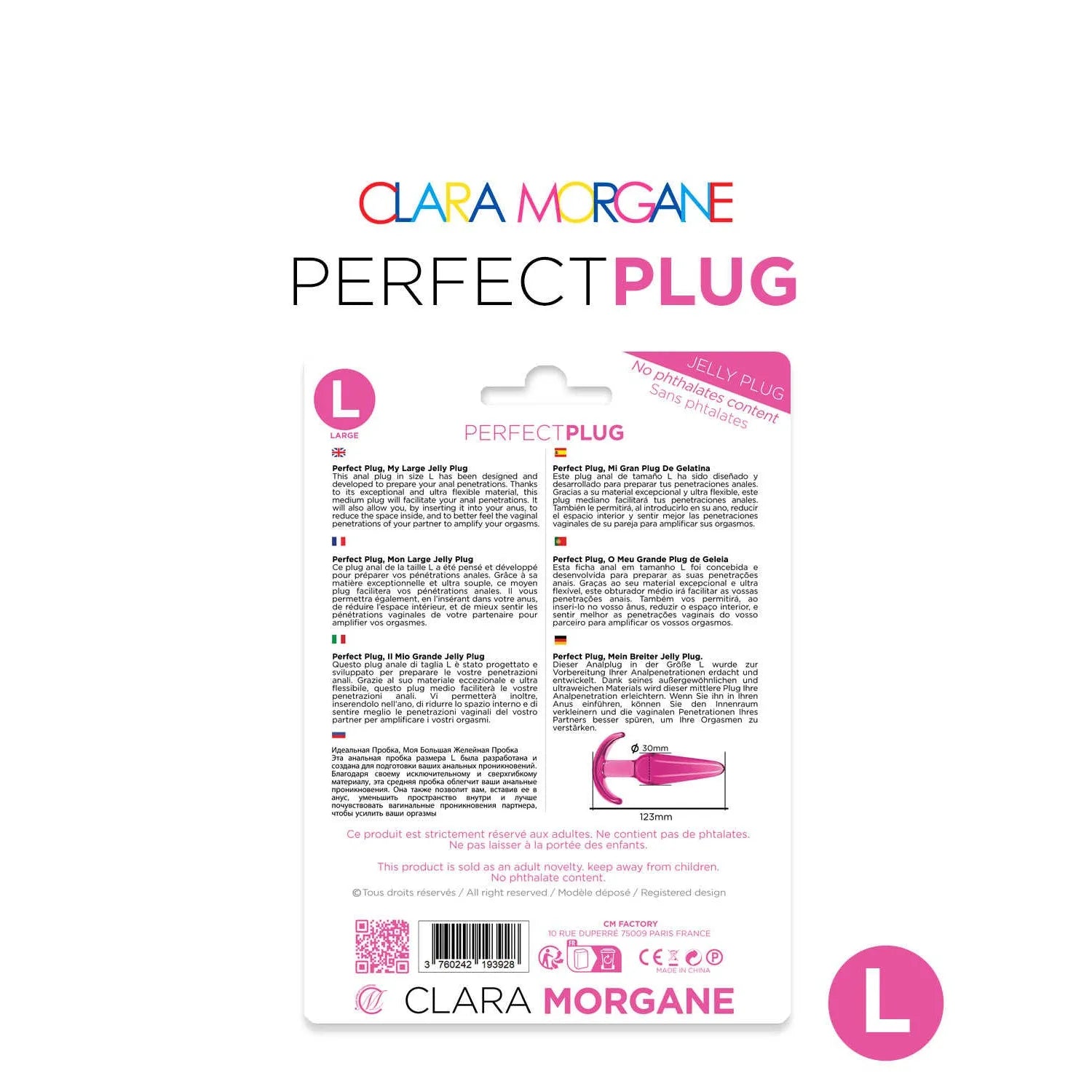 Plug anal jelly doux ultra souple large rose waterproof sans phtalates