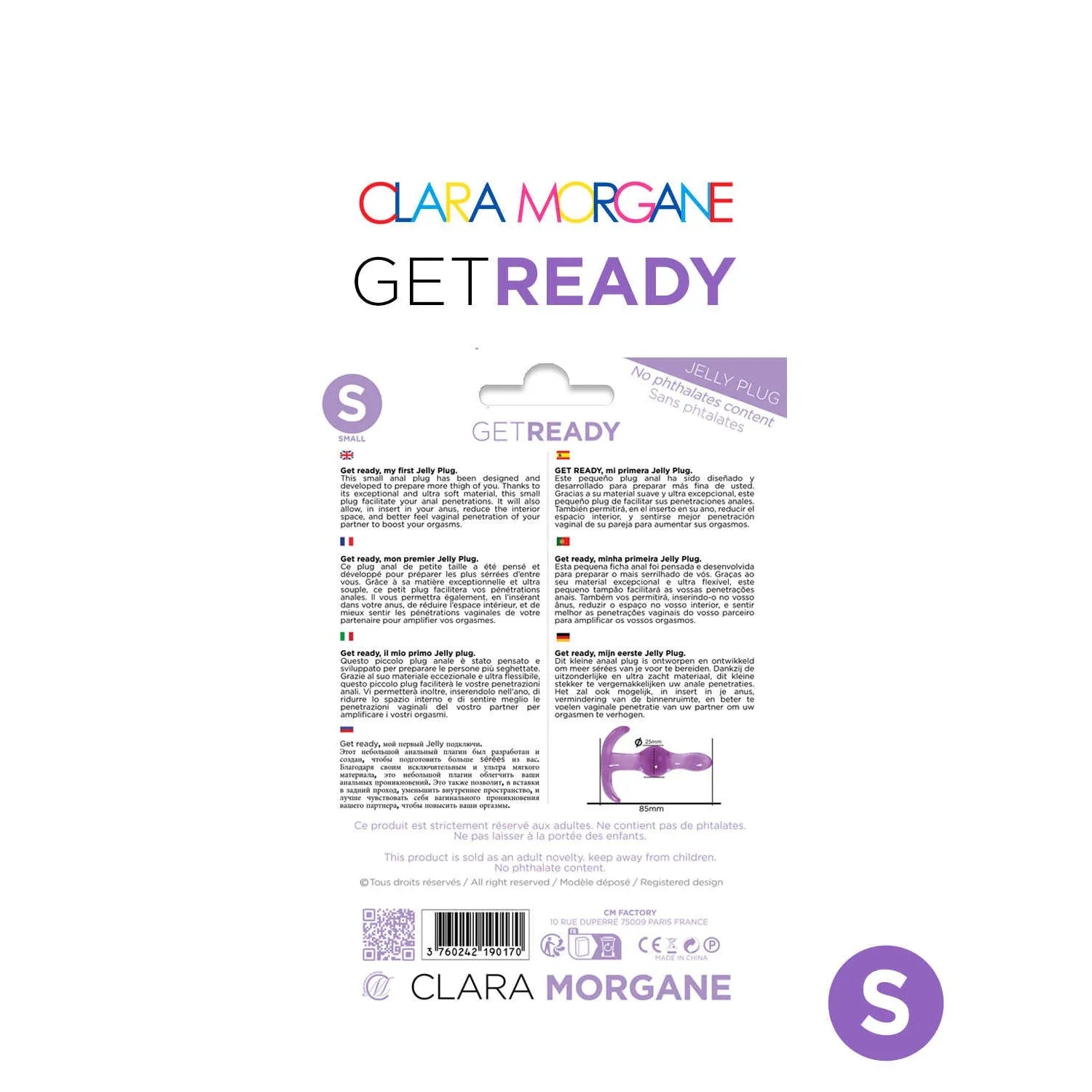 Plug anal violet jelly sans phtalates waterproof Clara Morgane