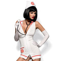 Costume Infirmière Urgentiste Fantaisie Femme Décolleté Blanc Rouge Accessoires