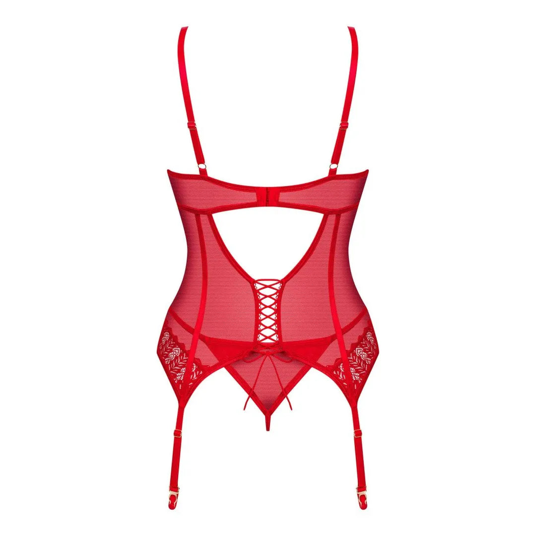 Ingridia corset et string - Rouge