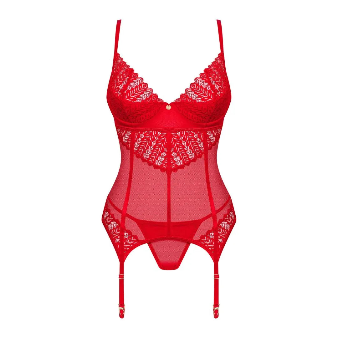 Ingridia corset et string - Rouge