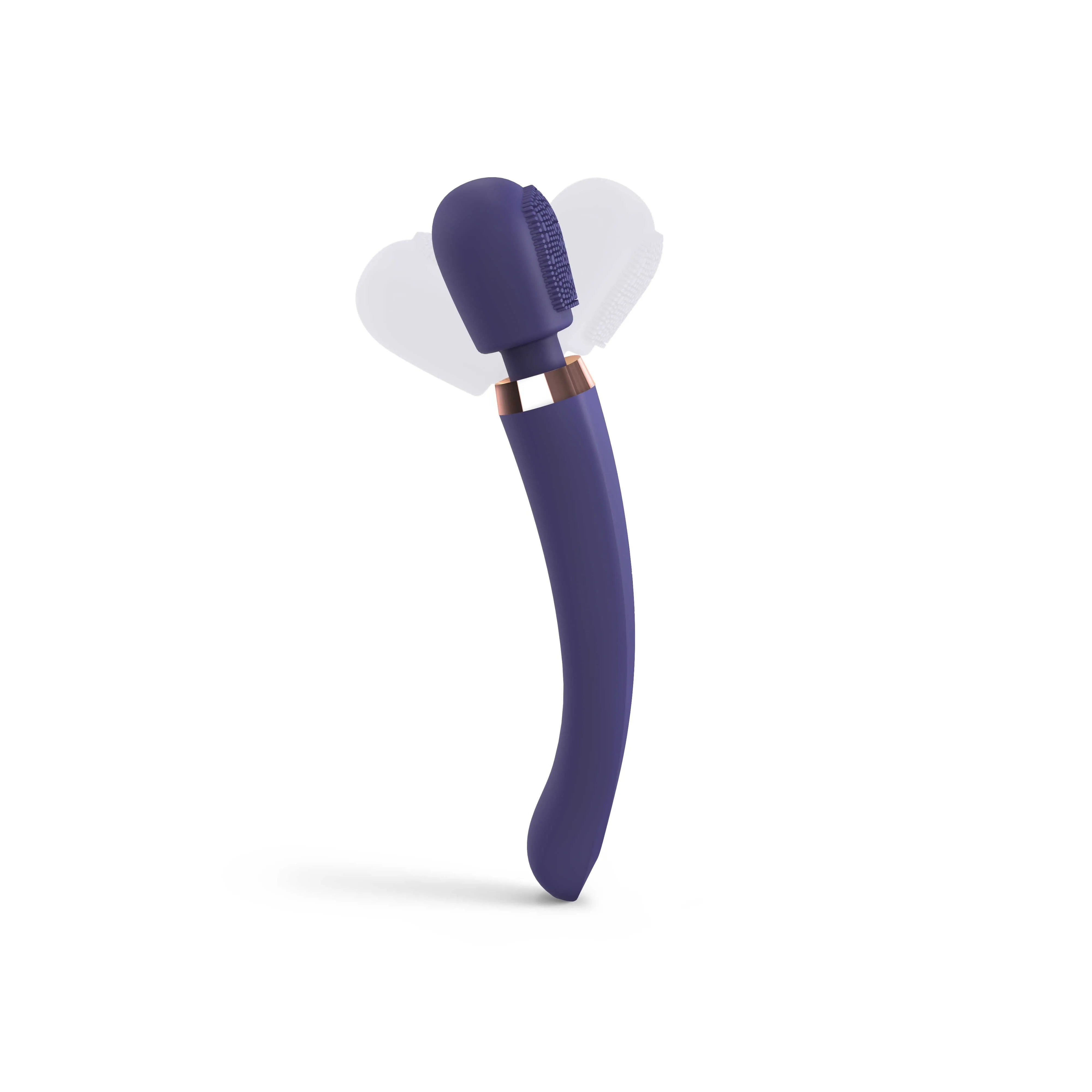 Stimulateur wand Brush Crush Midnight Indigo, design élancé, tête plate texturée, couleur indigo, 20 modes vibrants.