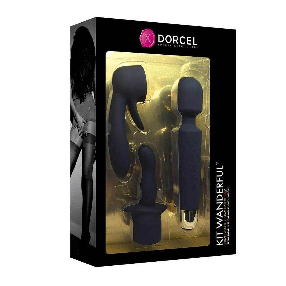 Vibromasseur Kit Wanderful Silicone Noir Rechargeable Clitoridien Point G Anal