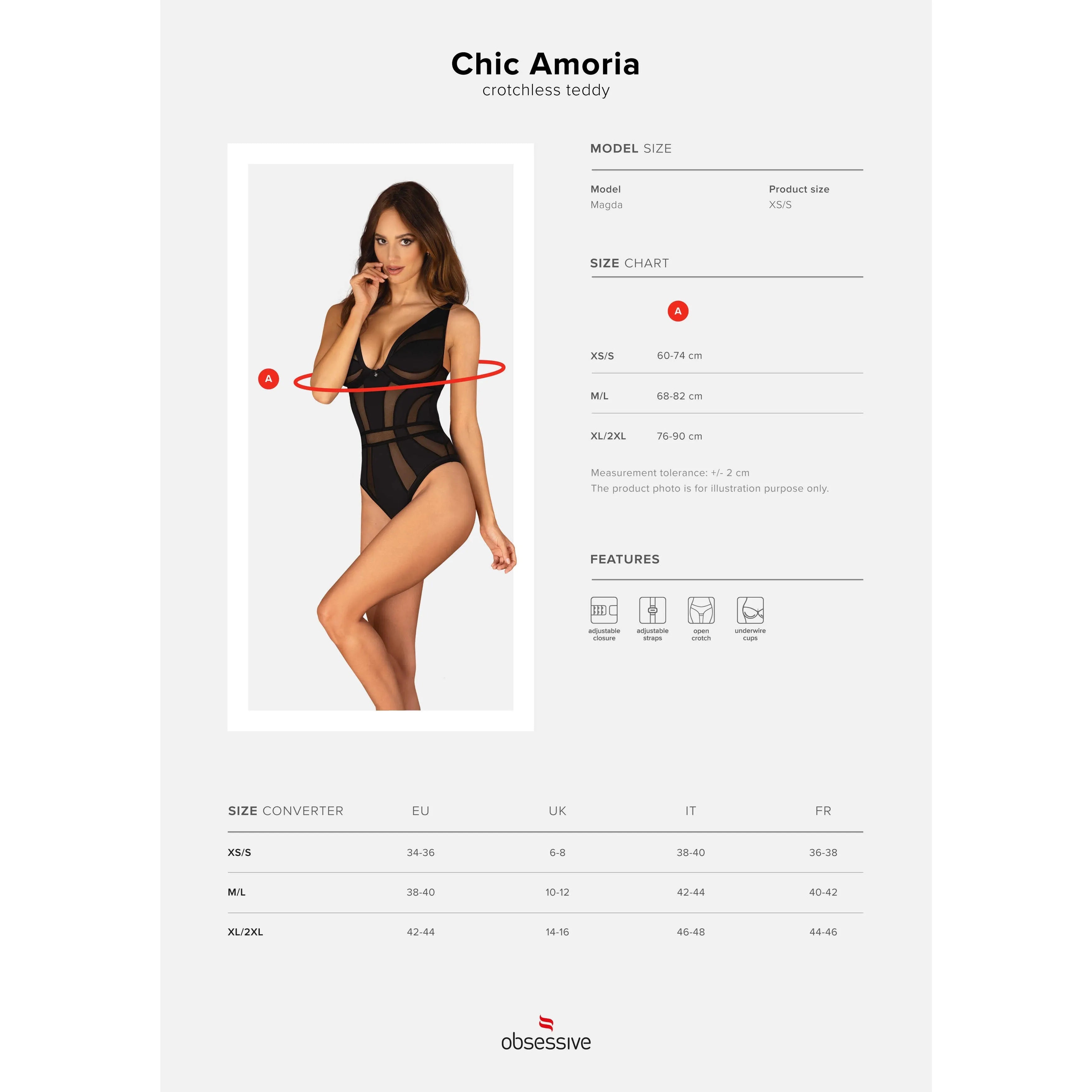 Body noir transparent Amoria, coupe ajustée, entrejambe ouvert, bretelles réglables, élégance et confort.
